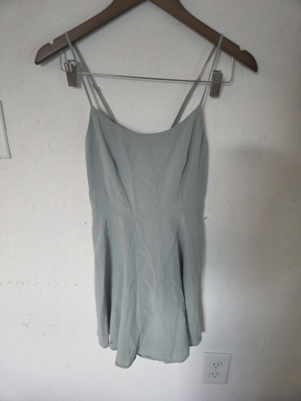Forever 21 Sage Green Cami Mini Dress Backless Strappy Flare Small